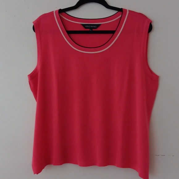 Ming Wang  Contrasting Trim Shell Knit Tank Top #1475 - Picture 2 of 6